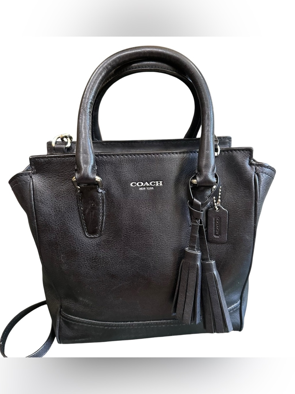 COACH Legacy Mini Tanner Crossbody Bag Purse Black Leather 48894 READ